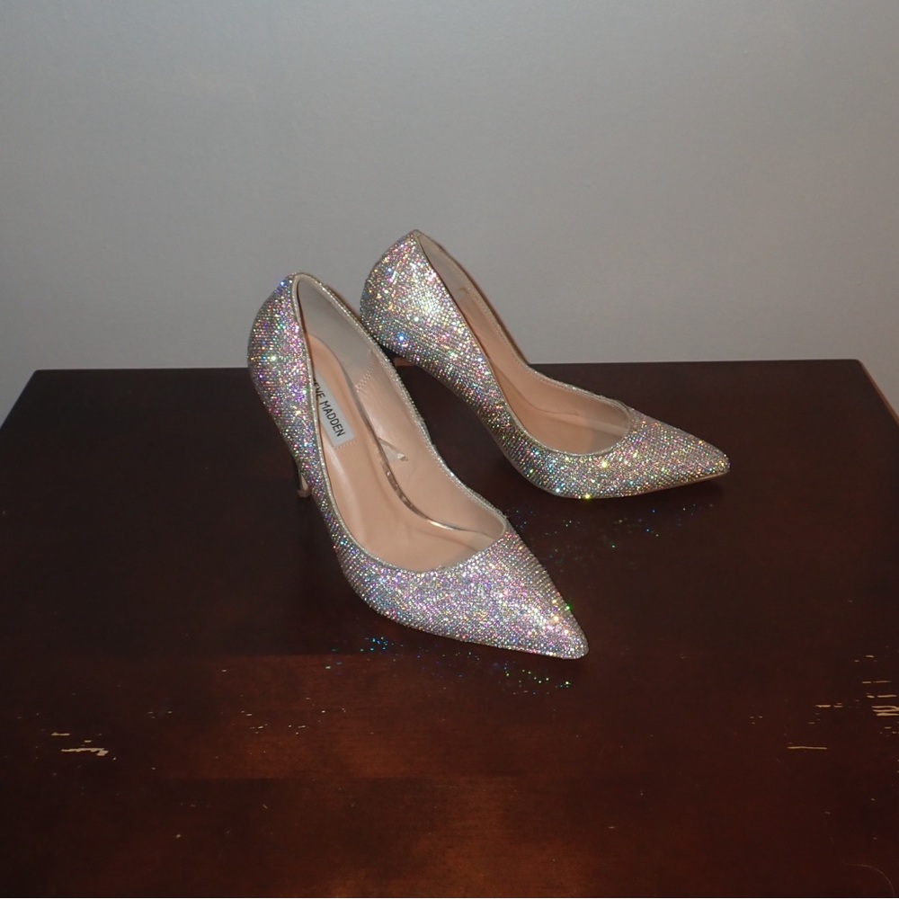Steve Madden Silver Sparkle Heels